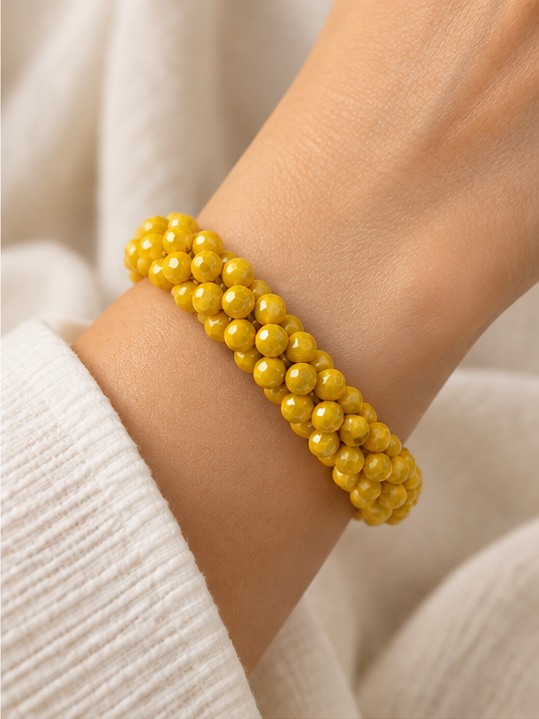 Facetkralen armband — Zonnig geel