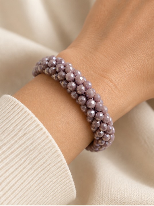 Facetkralen armband — Zacht lila