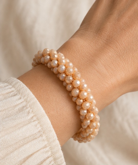 Facetkralen armband — Perzik