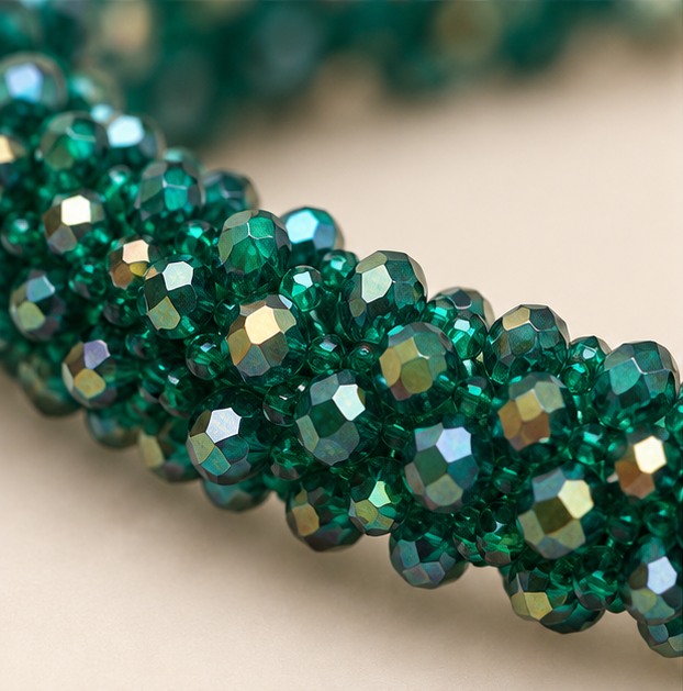Facetkralen armband — Smaragdgroen — detail
