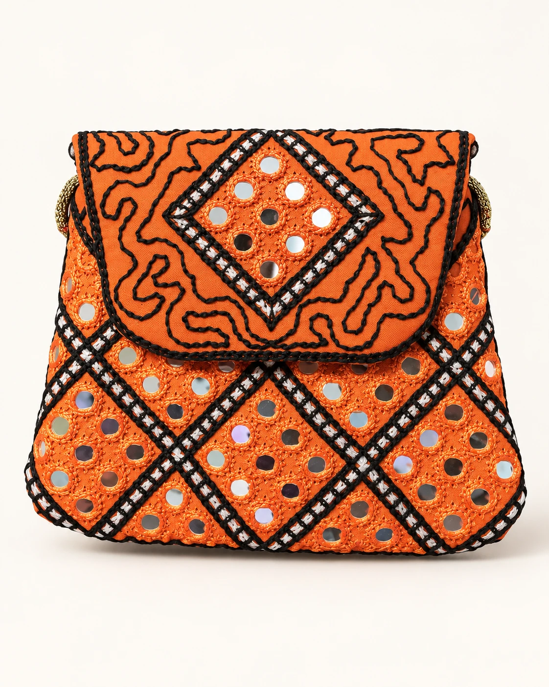 Spiegeltasje — Oranje met ruitmotief